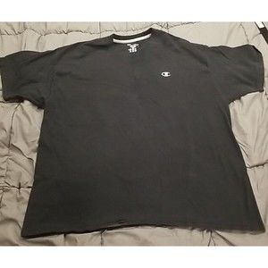 Champion Shirt Mens 2XL Black Authentic Embroidered Logo Crew Neck Tee
